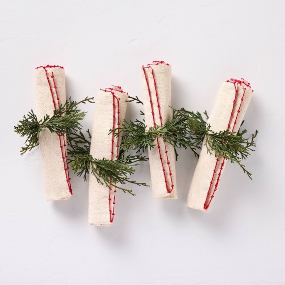 Faux Cypress Sprig Christmas Napkin Rings (Set of 4) - Hearth & Hand - Picture 3 of 4